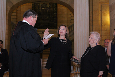 Judge Sheehan being sworn in